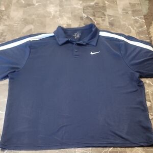 Nike DRY-FIT  Dark Blue Polo with White Stripes